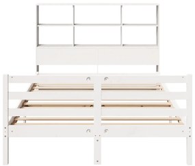 Cama com estante sem colchão 140x200 cm pinho maciço branco