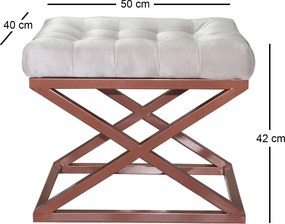 Pouffe Capraz – Cobre e Branco – 50x42x40 cm