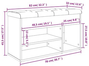 Banco sapateira 82x32x45,5cm derivados madeira cinzento cimento