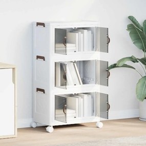 Caixa de arrumação empilhável rodas 3camadas 28L 48,5x29,5x86cm