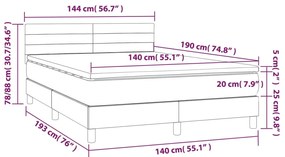 Cama box spring c/ colchão/LED 140x190 cm veludo verde-escuro