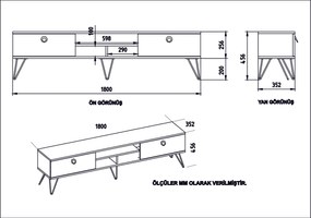 Móvel de TV Lorenz – Nogueira/Preto – 180 cm x 45,6 cm x 35,2 cm