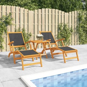 vidaXL Cadeiras de terraço p/ exterior c/ mesa acácia maciça/textilene