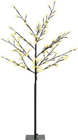 HOMCOM Árvore Cerejeira 120 Luzes LED IP44 Candeeiro Decorativo Ramos Flexíveis Design Elegante 17x17x120cm Preto | Aosom Portugal