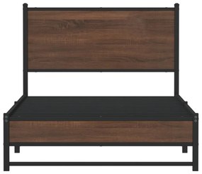 Estrutura de cama sem colchão 100x200cm metal carvalho castanho