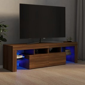 Móvel de TV com luzes LED 140x36,5x40 cm carvalho castanho