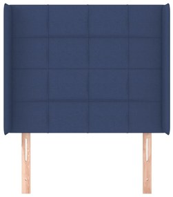 Cabeceira de cama c/ abas tecido 103x16x118/128 cm azul