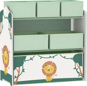 AIYAPLAY Estante para Livros Infantil de 3 Níveis Verde com 6 Caixas Organizador de Brinquedos em Tecido Não Tecido 63x30x66 cm | Aosom Portugal