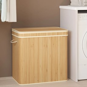 Cesto para roupa suja em bambu de 41,5 x 62,5 x 61 cm bege