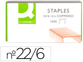Agrafes Q-Connect Cobreados 22/6 Caixa 1000 Unidades