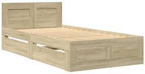 Estrutura cama c/ cabeceira derivados madeira carvalho sonoma