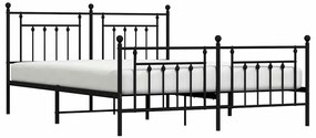 Estrutura de cama com cabeceira e pés 183x213 cm metal preto