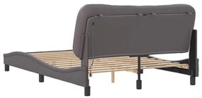Estrutura de cama c/ luzes LED 140x200cm couro artificial cinza