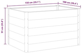 Canteiro elevado para jardim WPC 150x100x91 cm cinzento