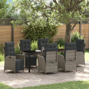 Conjunto de Jantar de Jardim 7 Peças Cinza Polyrattan