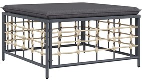 3 pcs conjunto lounge de jardim c/ almofadões vime PE antracite