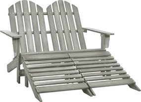 vidaXL Cadeira de jardim e otomano Adirondack 2 lugares abeto cinzento