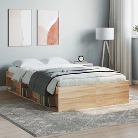 Estrutura de cama de casal pequena 120x190 cm carvalho sonoma