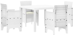 Conjunto de Jantar para Jardim 5 pcs Branco