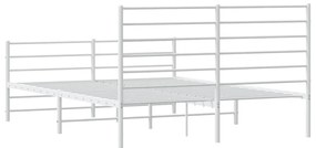 Estrutura de cama com cabeceira e pés 140x190 cm metal branco