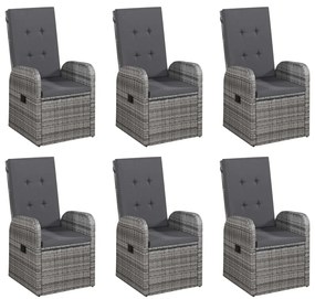 7 pcs conjunto de jantar de jardim cinzento