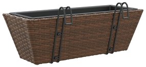 Canteiros com ganchos 2 pcs vime PE castanho