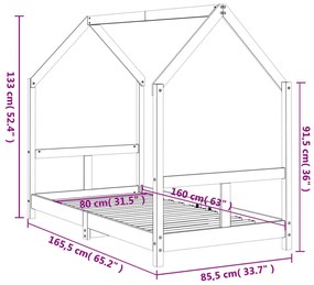 Estrutura de cama infantil 80x160 cm pinho maciço