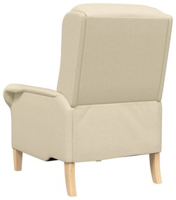 Poltrona Moderna Creme Tecido e Madeira Média Poltrona Creme