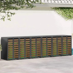 vidaXL Armazenamento para Lixeiras Móveis para 3 Caçambas Antracite