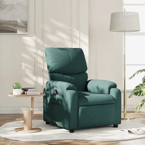 vidaXL Poltrona reclinável tecido verde-escuro