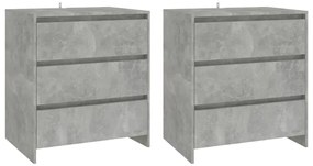 3 pcs aparador em madeira processada cinzento cimento