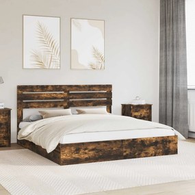 vidaXL Cama com Armazenamento Carvalho Defumado 180 x 200 cm