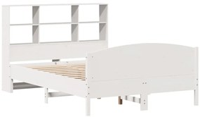 Cama com estante sem colchão 120x190 cm pinho maciço branco