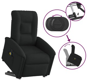 Poltrona elétrica elevatória massagens tecido preto