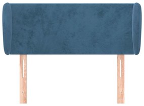 Cabeceira de cama c/ abas veludo 103x23x78/88cm azul-escuro