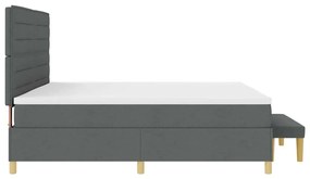 Cama Box com Colchão e Banco vidaXL Cinza Escuro 200x200 cm Tecido