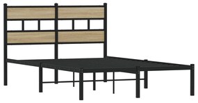 Estrutura de cama sem colchão 120x190 cm metal carvalho sonoma