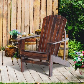 Cadeira  Jardim  Adirondack de Madeira com Apoio para os Braços Encosto Alto para Terraço Balcão Exterior 72,5x97x96cm Castanho