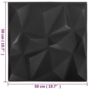 Painéis de parede 3D 12 pcs 50x50 cm 3 m² preto diamante