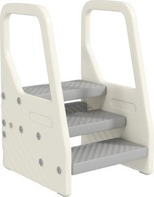 AIYAPLAY Banco Infantil Ajustável de 2 a 3 Degraus Torre de Aprendizagem Escada para Crianças de 2-5 Anos 43x42x65,5 cm Cinza | Aosom Portugal
