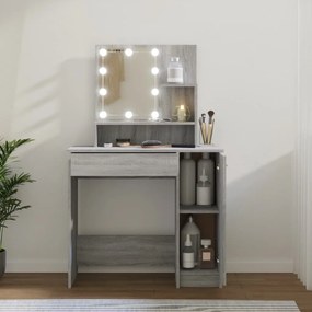 vidaXL Toucador com LEDs 86,5x35x136 cm sonoma cinza