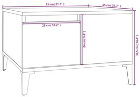 Mesa de centro 55x55x36,5 cm derivados de madeira branco