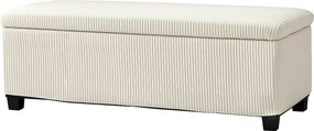 Banco de arrumação para colocar ao pé da cama em veludo canelado com tampa 112 x 42 x 40 cm, para sala de estar, quarto, hall de entrada, bege