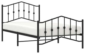 Estrutura de cama com cabeceira e pés 100x190 cm metal preto