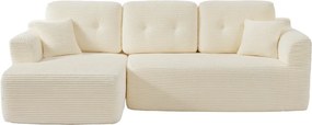 Sofá modular de canto com Chaise long à esquerda, 244 cm de largura 150 x 244 x 73 cm branco creme