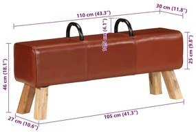 Banco de ginásio 110 cm couro genuíno castanho