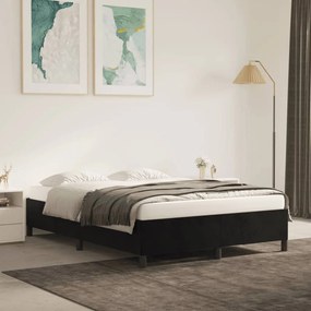Estrutura de cama sem colchão 140x190 cm veludo preto