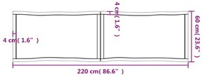 Tampo mesa 220x60x6 carvalho tratado borda viva cinza-escuro