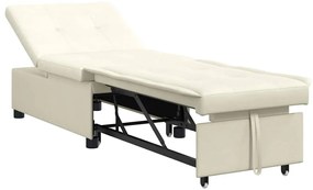 Sofá-Cama 3 em 1 Pull-Out Creme Veludo