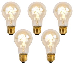 Conjunto de 5 lâmpadas LED filamento espiral E27 A60 Goldline 2W 150lm 2200K